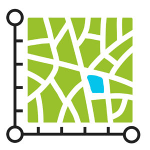 icon plot area in acres, square metres, kilometres, feet, yards, miles, hectare, are. Vector dimension area size icon